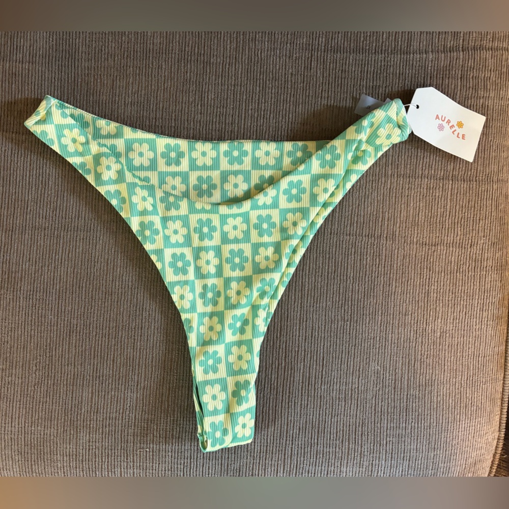 Aurelle Floral Checkered Bikini Bottom